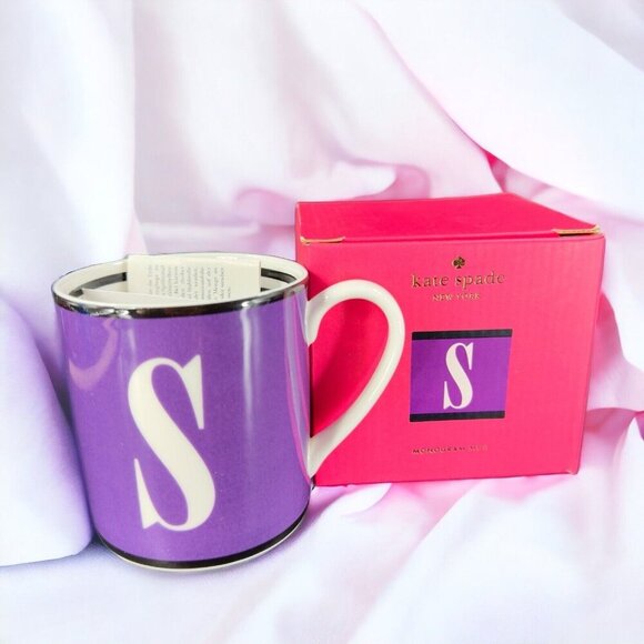 Lenox Kate Spade Wickford Letter Day Mug S Monogram Stripes Monogram 10 OZ W Box - Picture 1 of 14